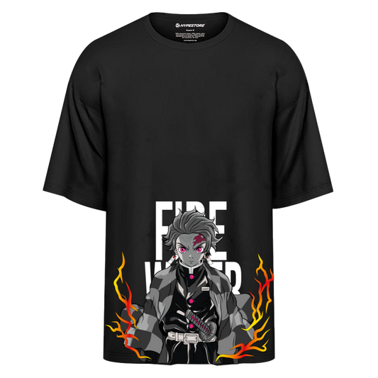 TANJIRO FIRE TRICOU OVERSIZE - DEMON SLAYER