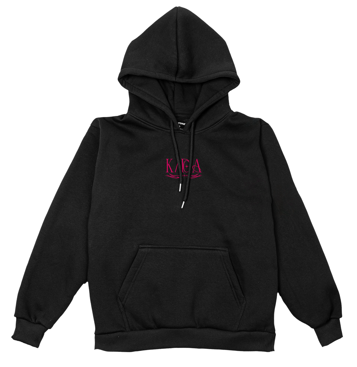 Firestarter K/DA hoodie in black – front, flat lay – League of Legends