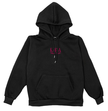 Firestarter K/DA hoodie in black – front, flat lay – League of Legends
