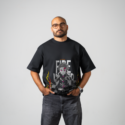 TANJIRO FIRE TRICOU OVERSIZE - DEMON SLAYER